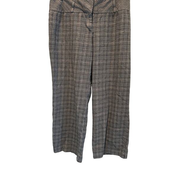 ESCADA Trousers Plaid Wool Pants SZ44/12 White Black Wide Leg